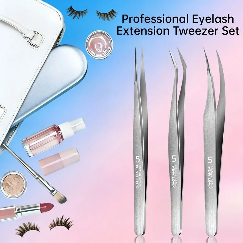 Eyelash Extension For Men - Set di 3 pinzette per sopracciglia